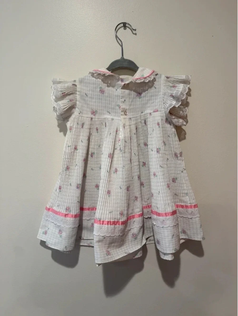 Vintage Toddler Frilly Dress Size 3T White and Pink